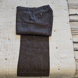 Express Men's Striped Brown Linen Dress Pants